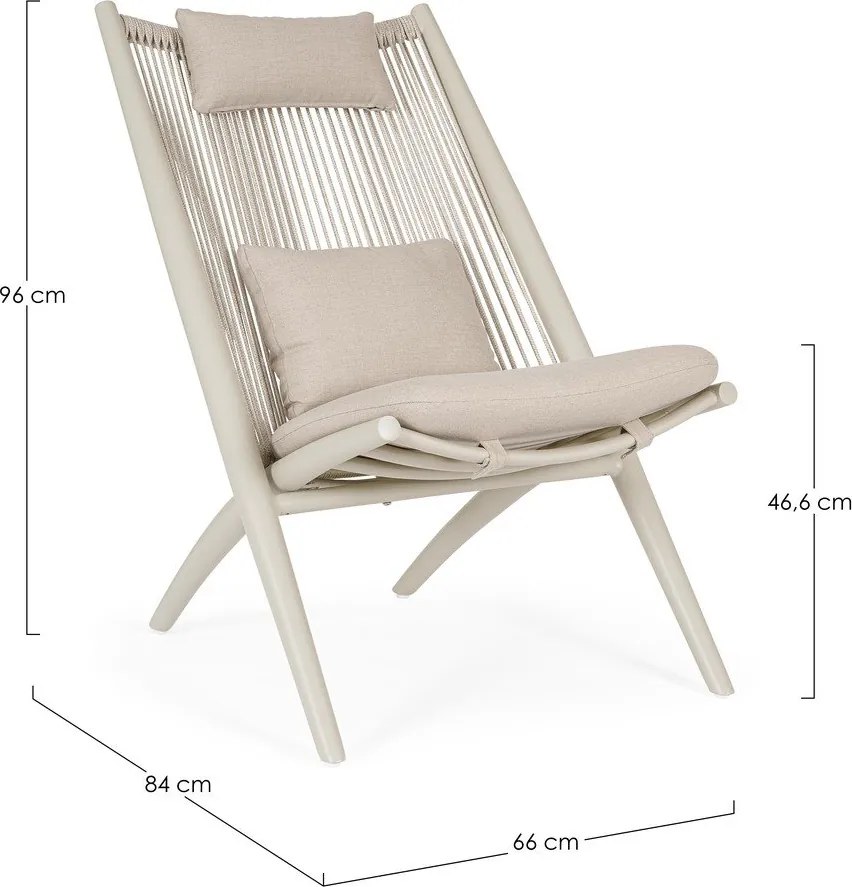 Bézs fém kerti fotel Aloha – Bizzotto