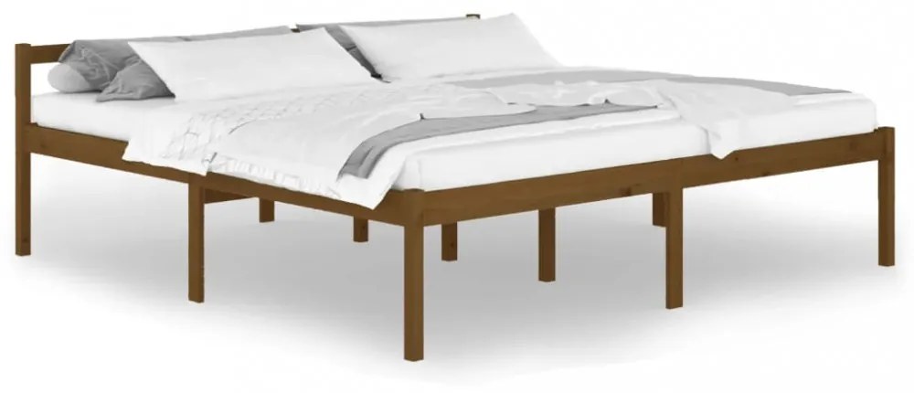 mézbarna tömör fenyőfa ágy időseknek 200 x 200 cm