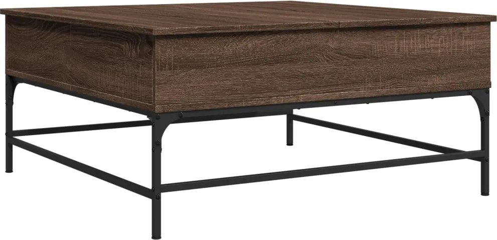 vidaXL barna tölgyszínű szerelt fa és fém dohányzóasztal 95x95x45 cm