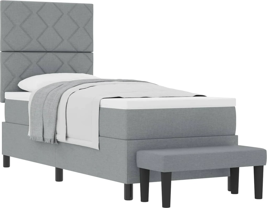 vidaXL Boxrugós ágy matracmal Világosszürke 80 x 200 cm szövet