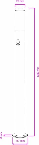 BRILAGI - Kültéri lámpa mozgásérzékelővel ELIA 1xE27/20W/230V IP44 100 cm króm