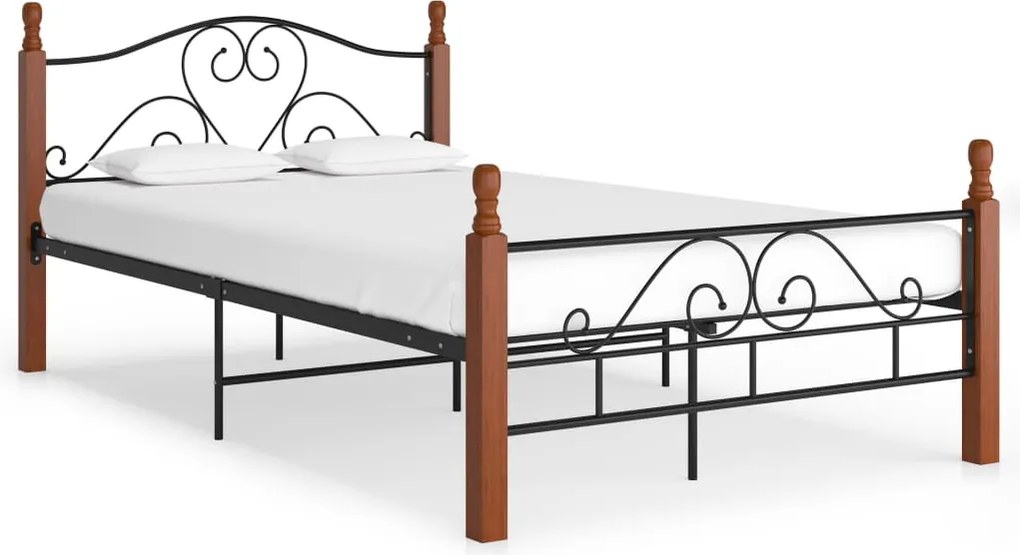 vidaXL fekete fém ágykeret 120 x 200 cm