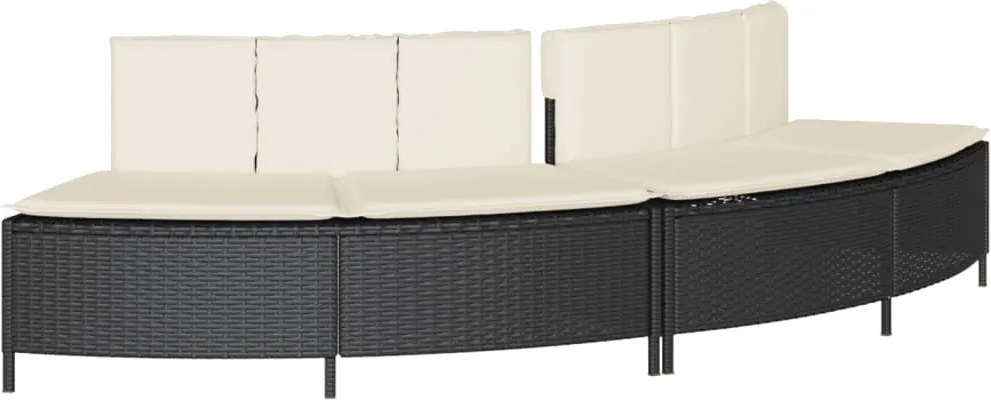 vidaXL 2 db fekete polyrattan pezsgőfürdőpad párnával