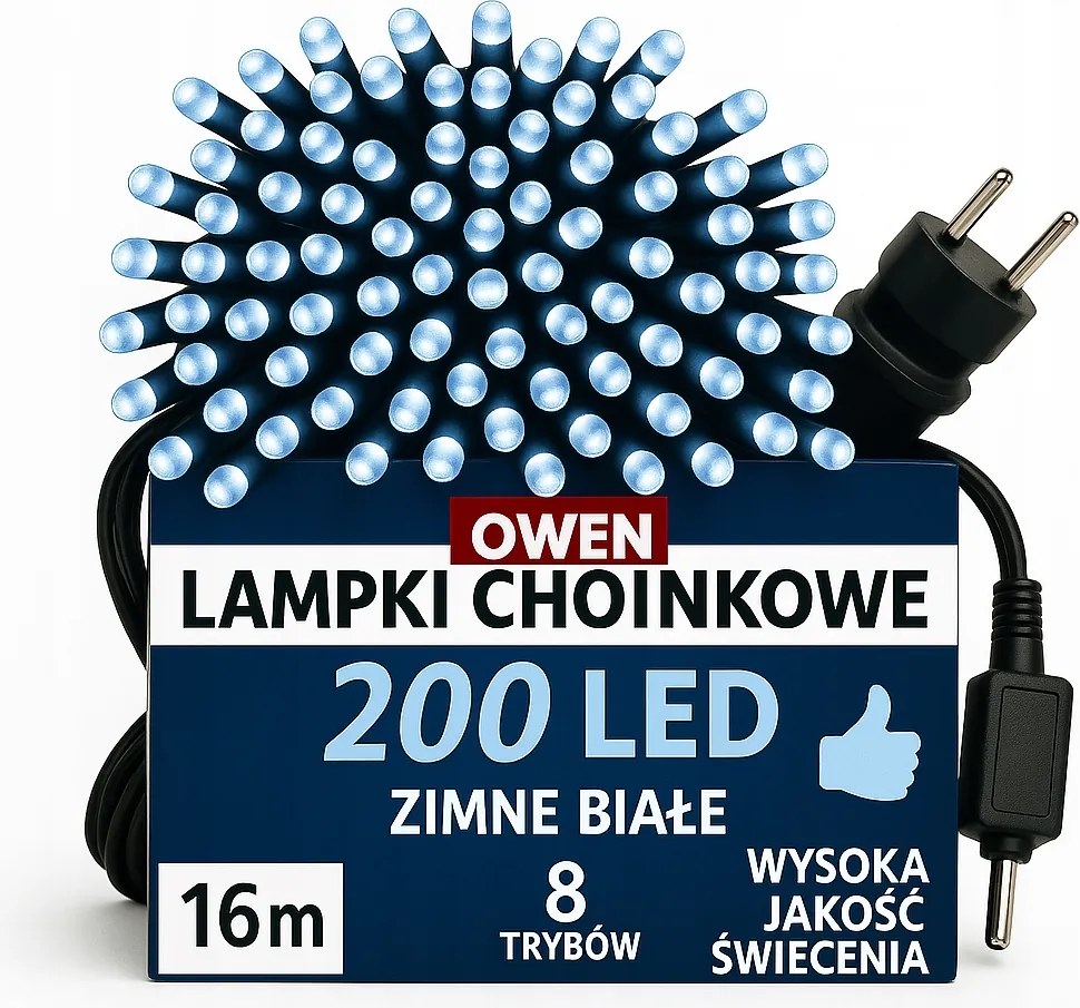 Karácsonyfa Fényfüzér Kültéri Beltéri 200 Led Fehér Hideg Erős