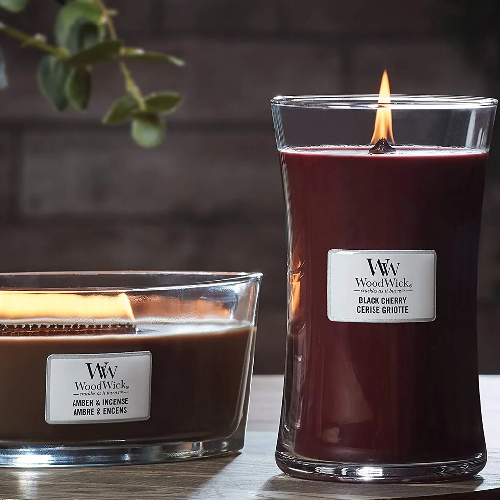 WoodWick Illatos gyertya nagy váza Black Cherry,609 g