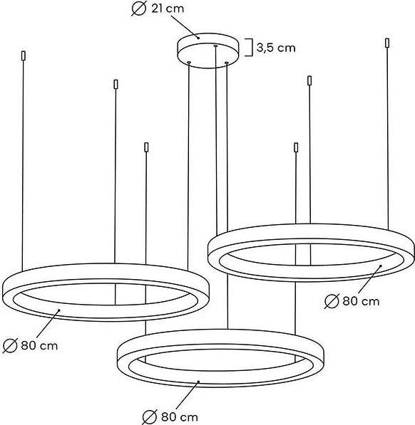 King Home RING MSE0000808080 Függőlámpa 3x50W/LED 3000K 4000LM IP20
