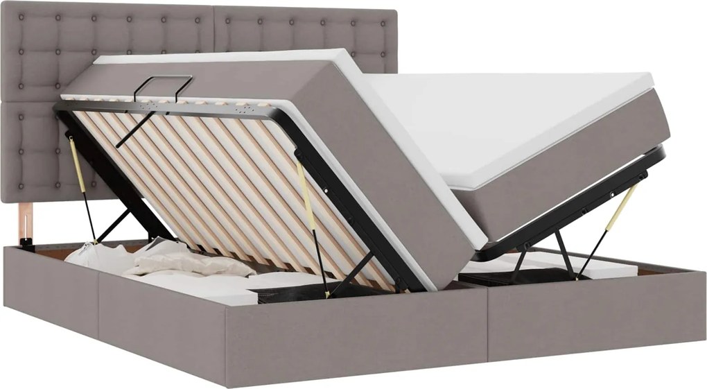 vidaXL Tárolós Ágy matracmal fejtámlával Tópszínű 180 x 200 cm Műbőr