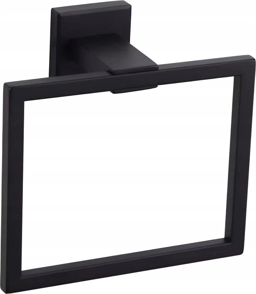 Kvadrat Fürdőszobai Törölközőtartó, Matt Fekete Acél, 16 x 13 cm