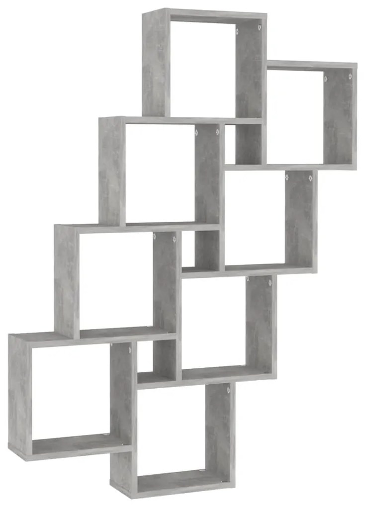 betonszürke szerelt fa négyszögű fali polc 90 x 15 x 119 cm