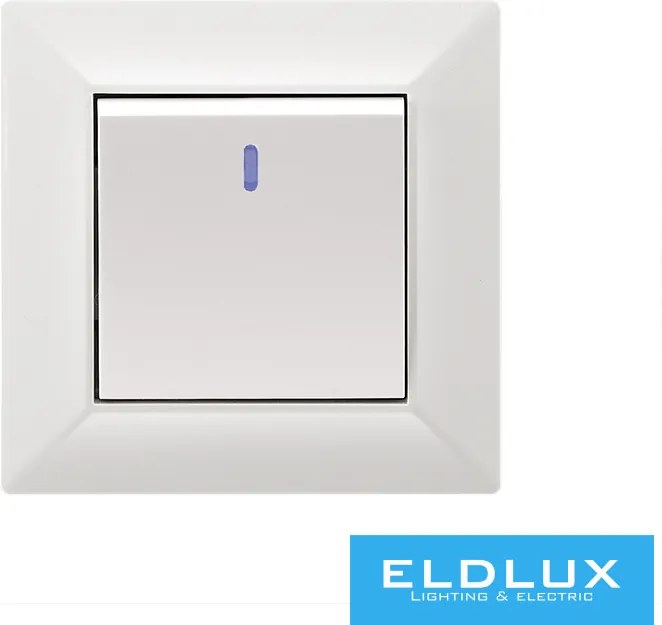 ELDGROUND Jelzőfényes egypólusú kapcsoló Fehér