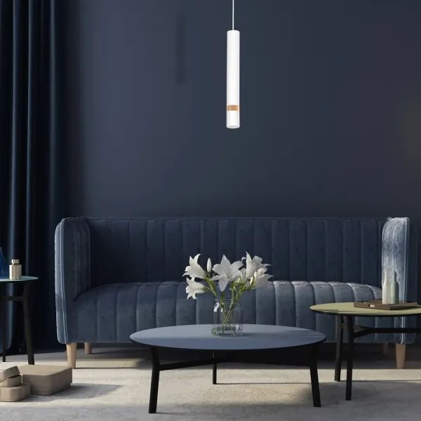 Csillár zsinóron JOKER WHITE WOOD 1xGU10/8W/230V