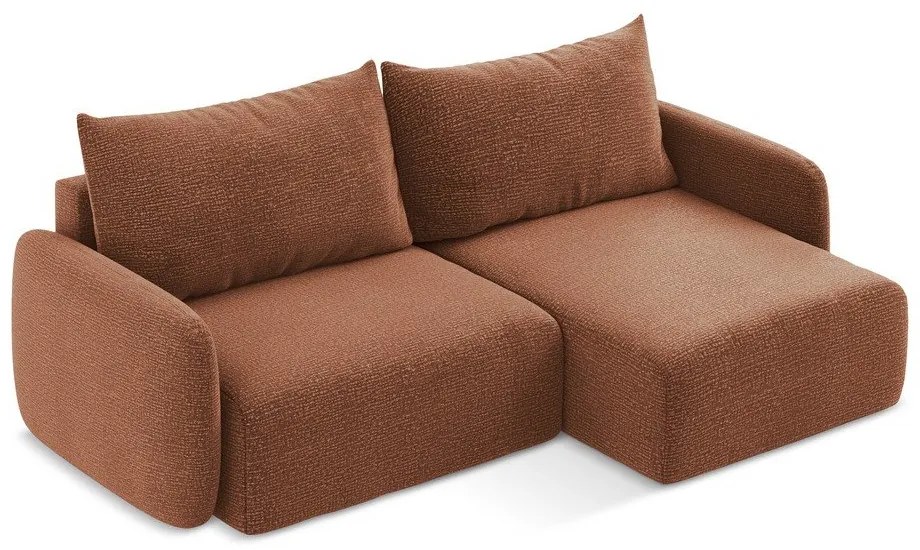 Téglavörös kinyitható-tárolóhelyes sarokkanapé (jobb oldali) Kalena – Makamii