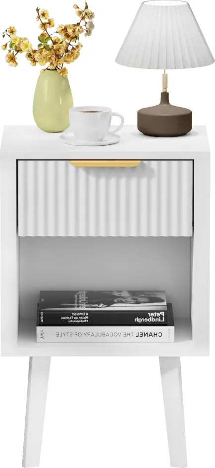 Éjjeliszekrény, fehér, TOBI