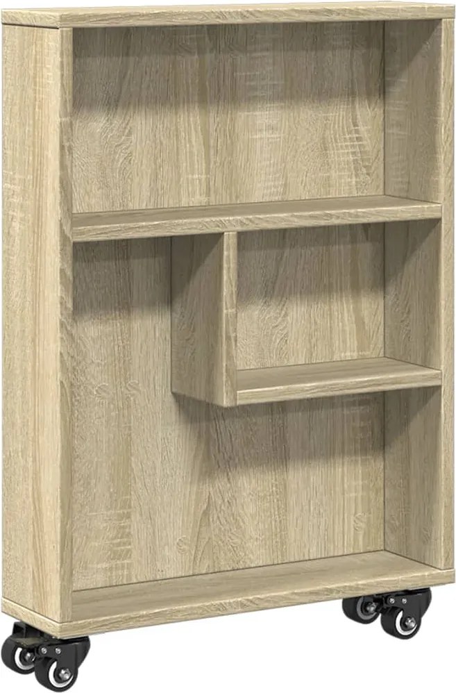 vidaXL keskeny tárolókocsi sonoma tölgyfa 48x13x68 cm