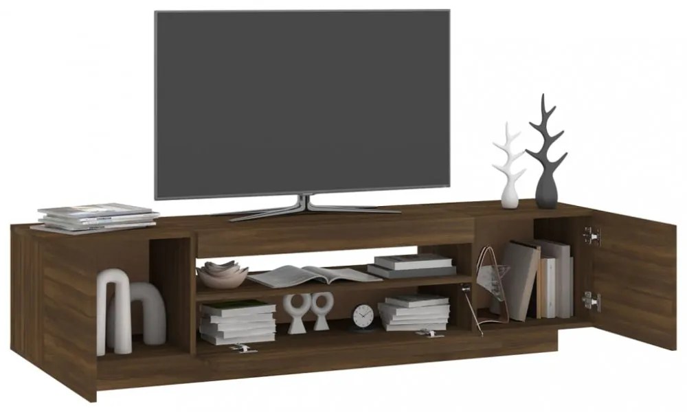 barna tölgyszínű TV-szekrény LED-lámpákkal 160x35x40 cm