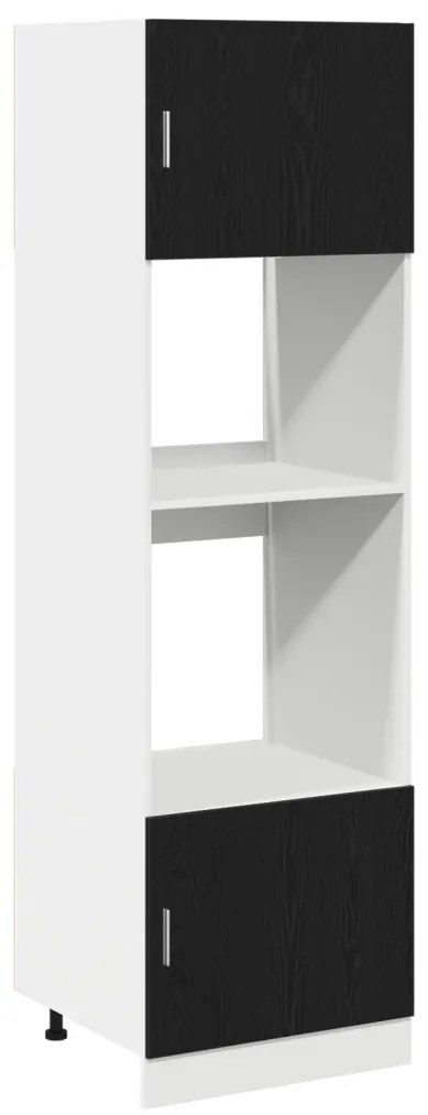 Mikrohullámú Szekrény Fekete Tölgy 60x57x207 cm Fa Kialakítással