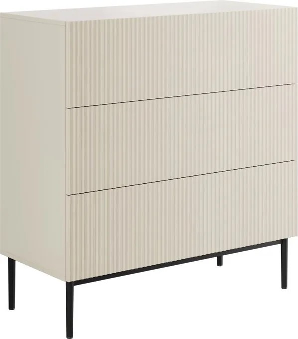 Nicole komód 100 cm fiókos, martellázott előlap - kasmír / fekete lábak