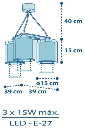 Dalber D-76114 - Gyerek csillár MY LITTLE JUNGLE 3xE27/15W/230V