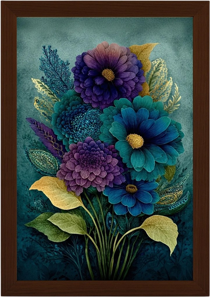 Poszter Keret Fa Természet Dekoráció Kert Virágok Boho Csokor 40x60