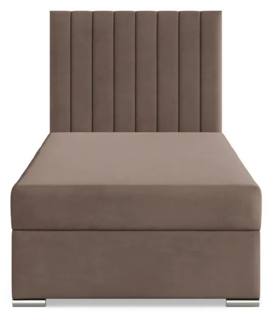 Agen egyszemélyes ágy, bársony, ágyneműtartóval, barna