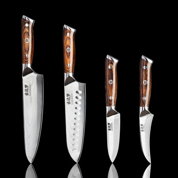 Gudaro - Damaszk Santoku konyhakés FENG 7,5", 67 rétegű acél, hossza 18 cm