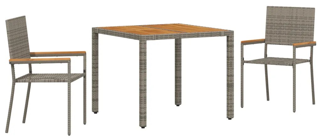 Kert étkező szett 3 pcs Szürke 90 x 90 x 75 cm polirattan