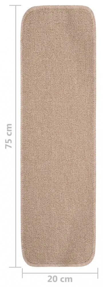 15 db bézs négyszögű csúszásmentes lépcsőszőnyeg 75 x 20 cm