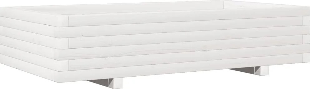 vidaXL fehér tömör fenyőfa kerti virágláda 110 x 60 x 26,5 cm