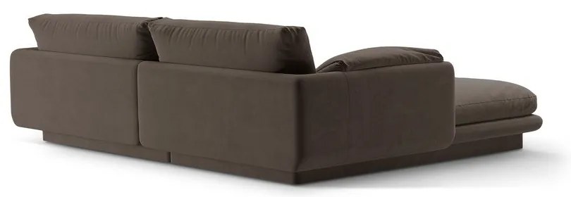 Barna bársony sarokkanapé (jobb oldali-heverő résszel) Torino – Micadoni