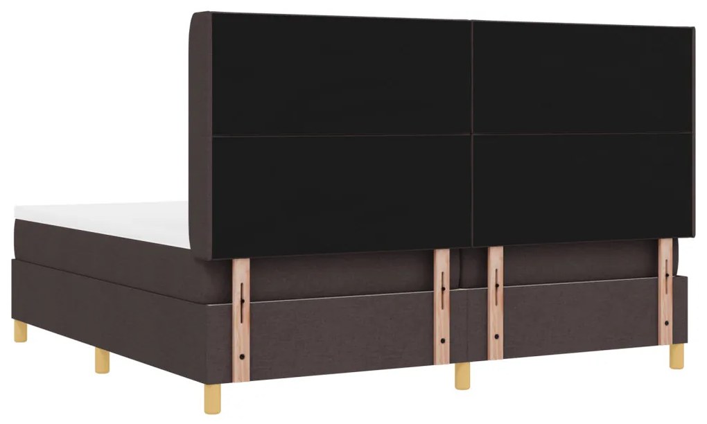 Boxspring Ágy Matracokkal Sötétbarna, 200x200 cm Szövetben
