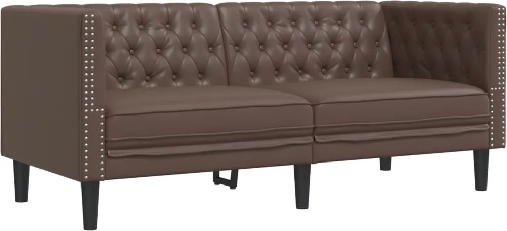 vidaXL 2 személyes barna műbőr Chesterfield kanapé