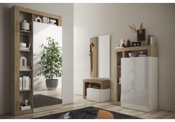 Gardróbszekrény LENOR 91x209 cm fehér/barna