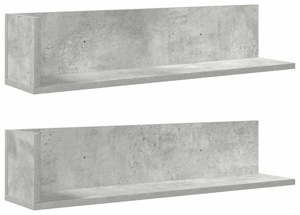 2 db betonszürke szerelt fa fali polc 75 x 16,5 x 16,5 cm