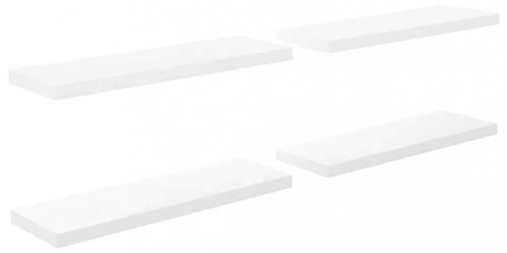 2 db magasfényű fehér MDF lebegő fali polc 80 x 23,5 x 3,8 cm