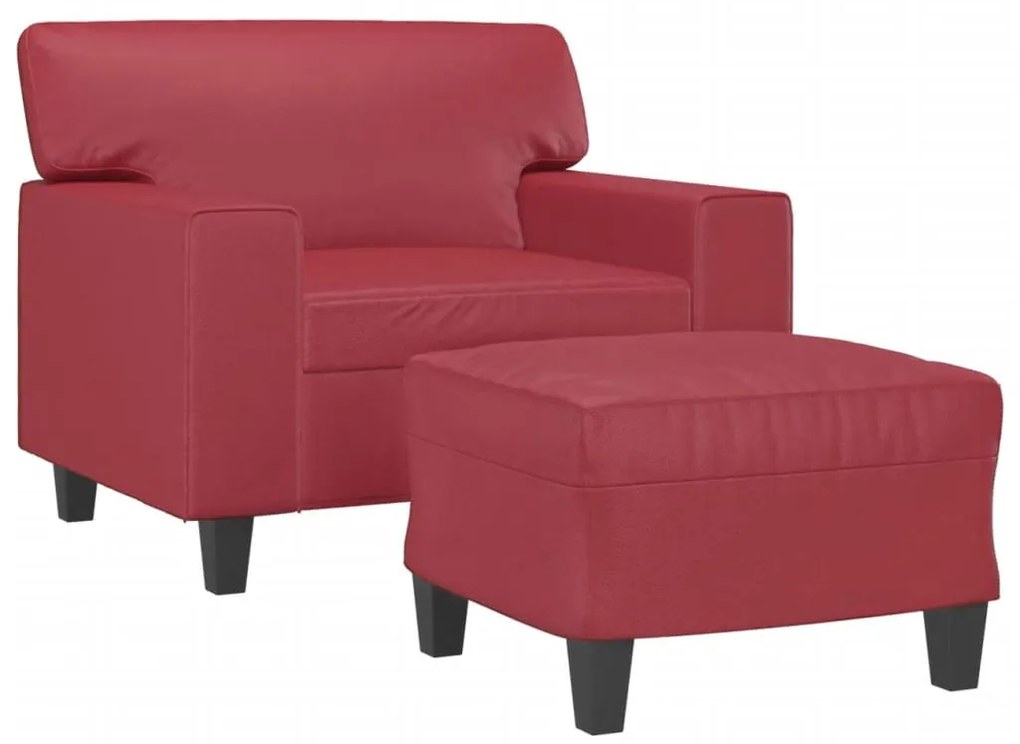 bordó műbőr kanapéfotel lábtartóval 60 cm