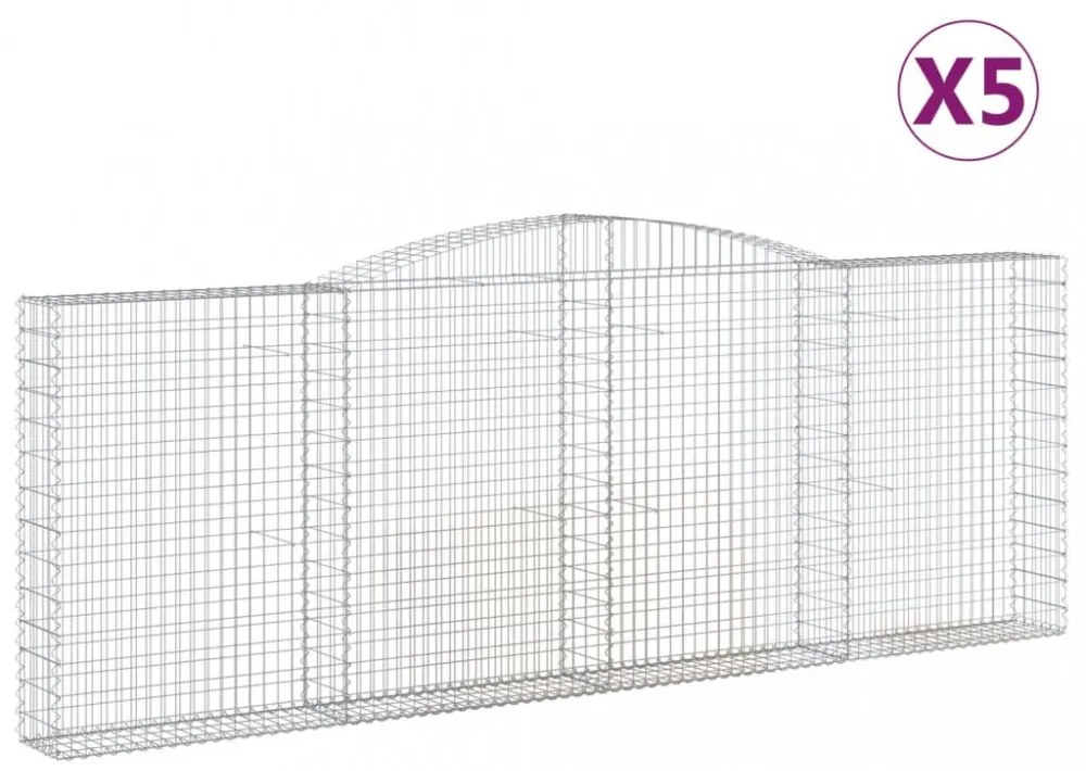 vidaXL 5 db íves horganyzott vas gabion kosár 400x30x140/160 cm