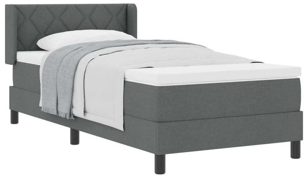 Boxspring ágy matraccal, sötétszürke, 100x200 cm szövet