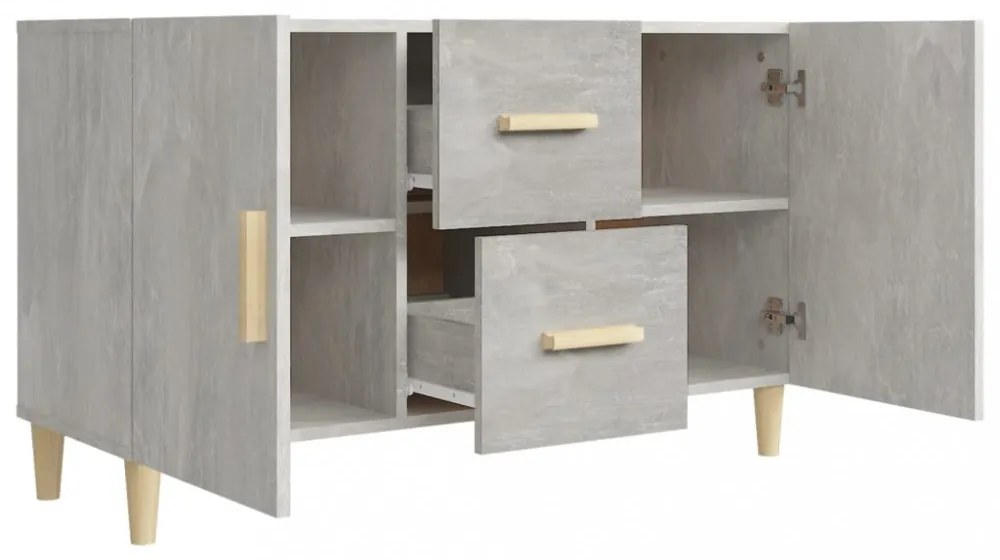 betonszürke szerelt fa tálalószekrény 100 x 36 x 60 cm