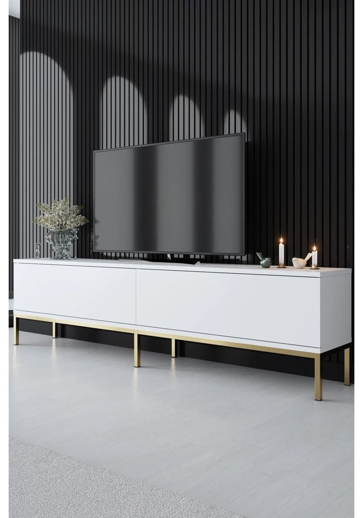 TV szekrény Lord - White, Gold