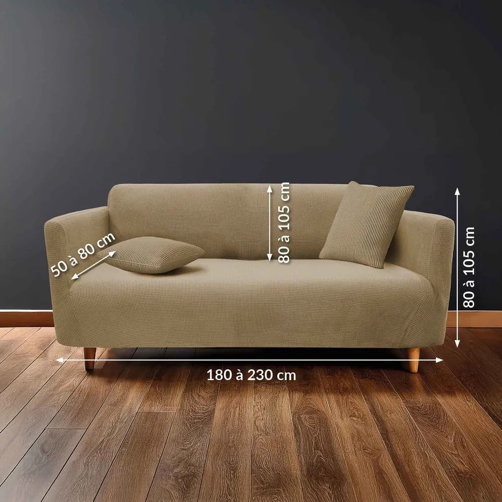 Barna háromszemélyes gumis kanapé huzat Sacha – douceur d'intérieur