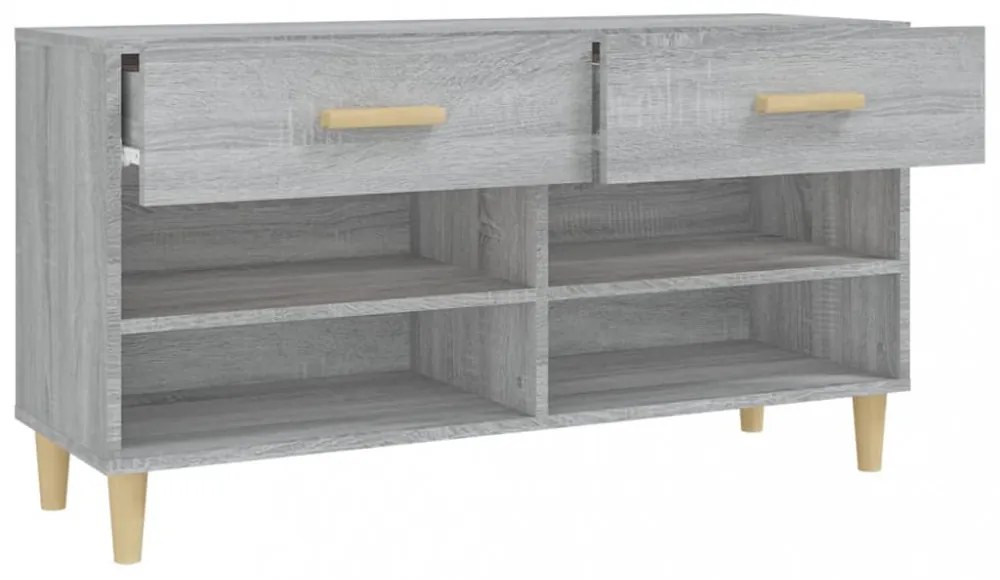 szürke sonoma színű szerelt fa cipőszekrény 102 x 35 x 55 cm