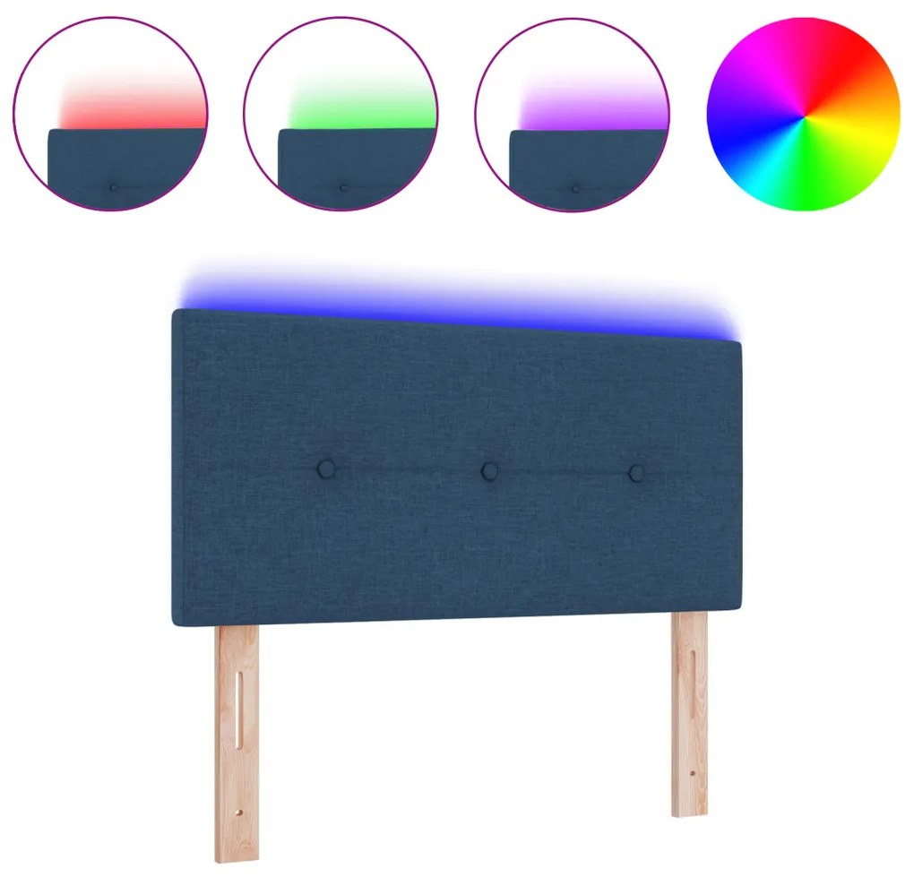 LED Fejtámla Gombos Kárpitozott Kék 100 cm Szövet