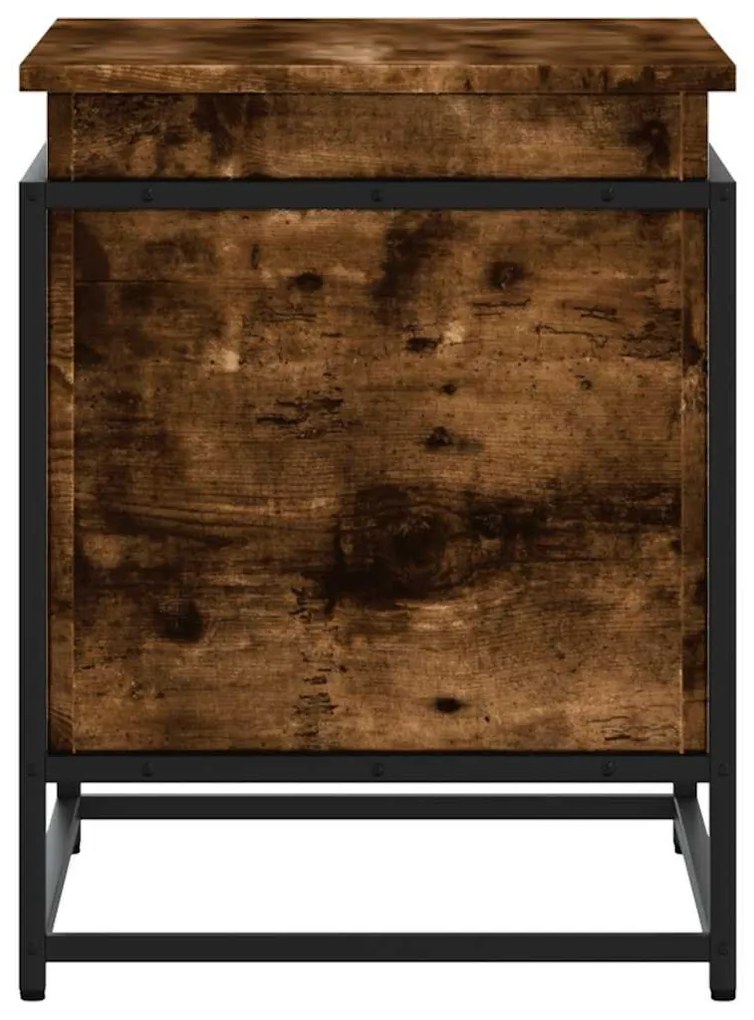 füstös tölgy színű szerelt fa tárolóláda fedéllel 60x40x51,5 cm