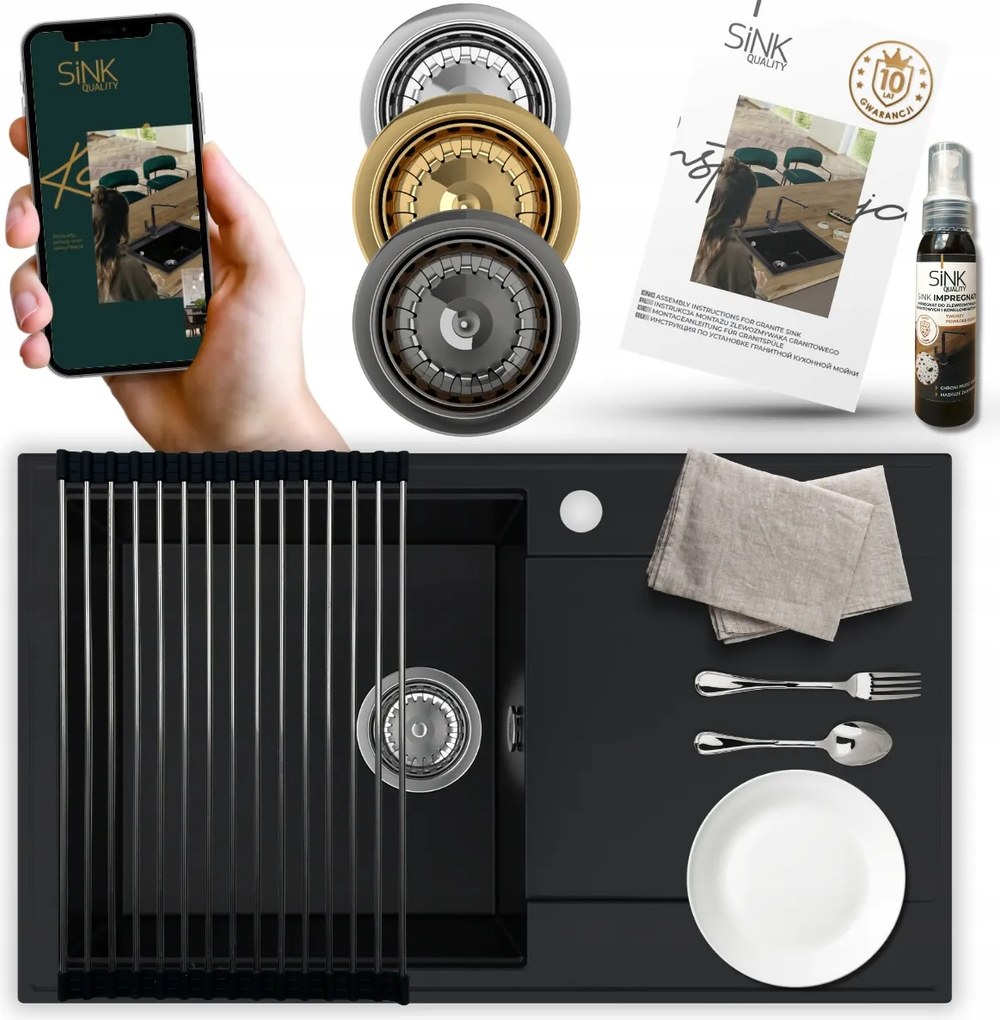 Gránit Mosogató Egykamrás Hosszú Csepegtető Kézi Szivattyú Ingyenes