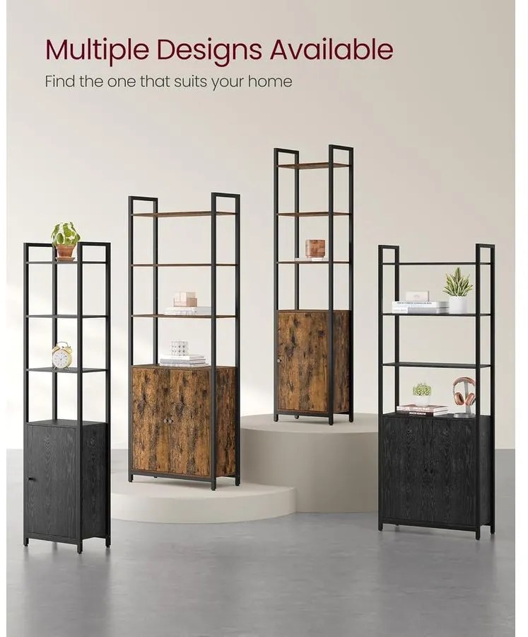 VASAGLE 6 szintes könyvespolc 24 × 40 × 159,5 cm, barna és fekete színben