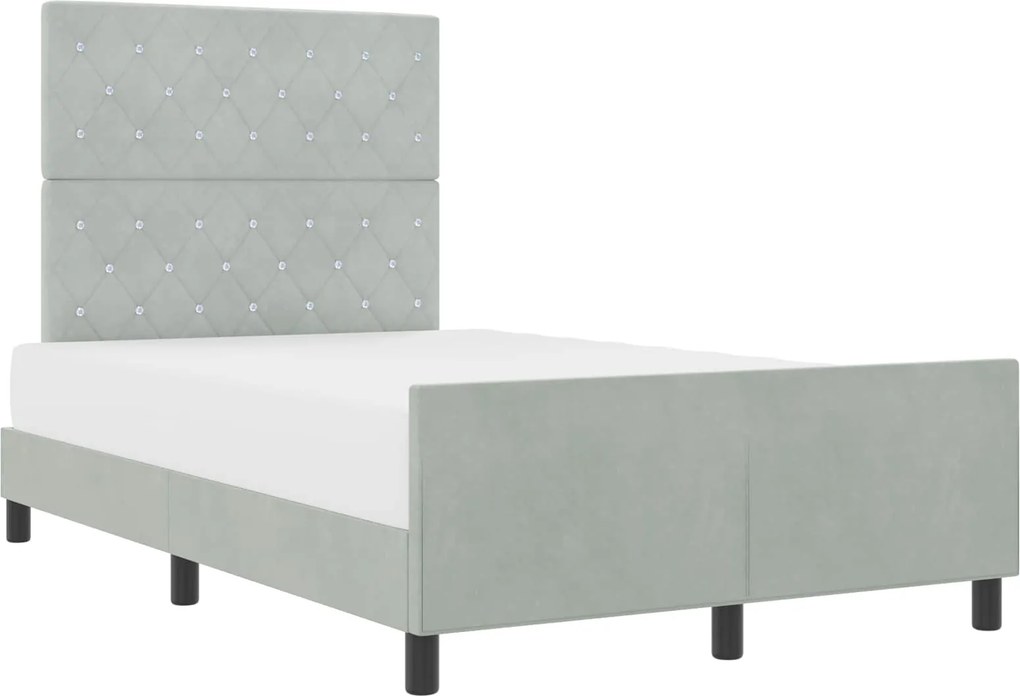 vidaXL Boxrugós ágy fejtámlával Világosszürke 120 x 200 cm Bársony