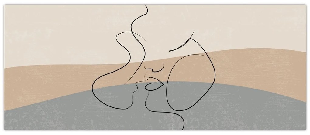 Kép - Line art csók (120x50 cm)