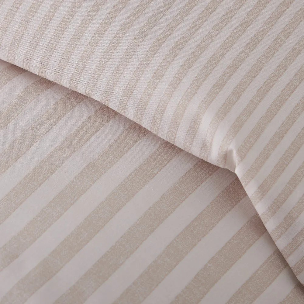 Bézs kétszemélyes-hosszabbított háromrészes ágyneműhuzat 230x220 cm Epping Textured Stripe – Catherine Lansfield