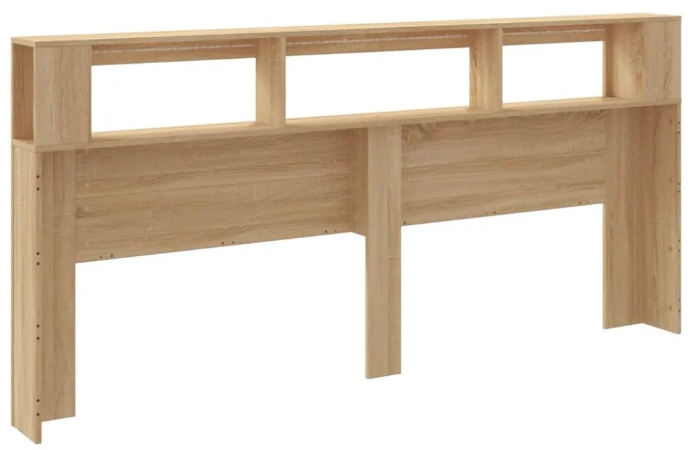 sonoma tölgy színű szerelt fa LED-es fejtámla 220x18,5x103,5 cm
