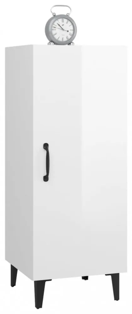 magasfényű fehér szerelt fa tálalószekrény 34,5 x 34 x 90 cm